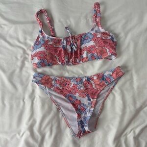 Floral Bikini Set in Pink and Blue